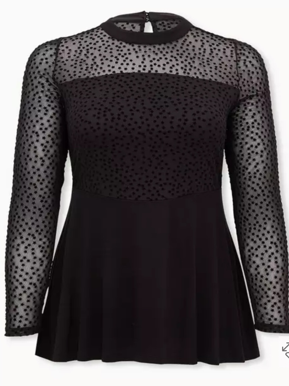 Torrid Black Star Mesh & Premium Ponte Peplum Top